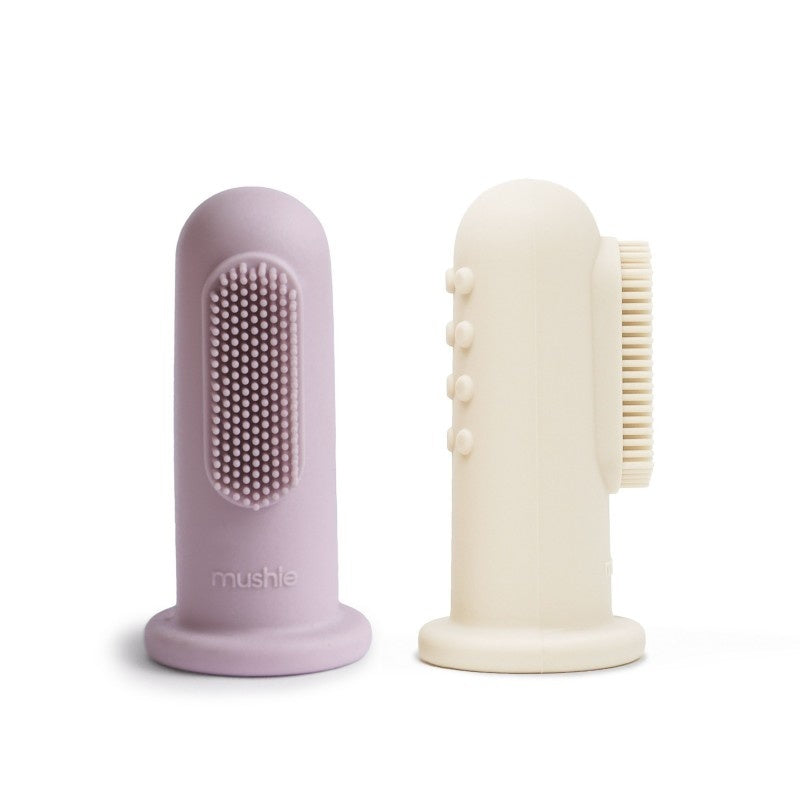 Silicone finger toothbrush - 2-pack - Soft Lilac/Ivory